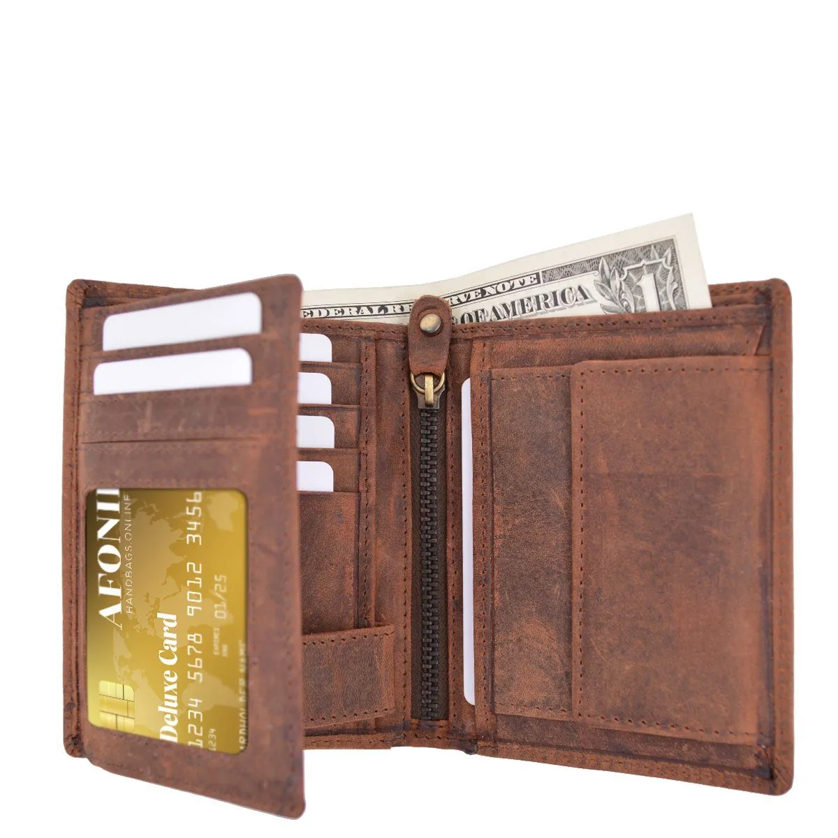 Distressed RFID Blocking European Style Wallet