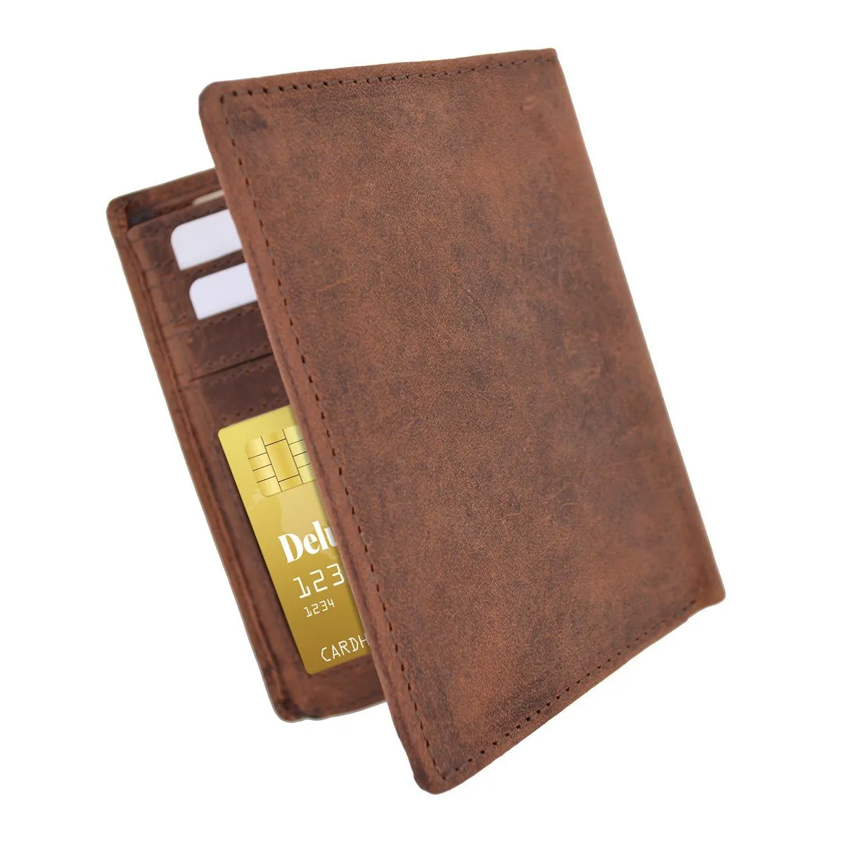 Distressed RFID Blocking European Style Wallet