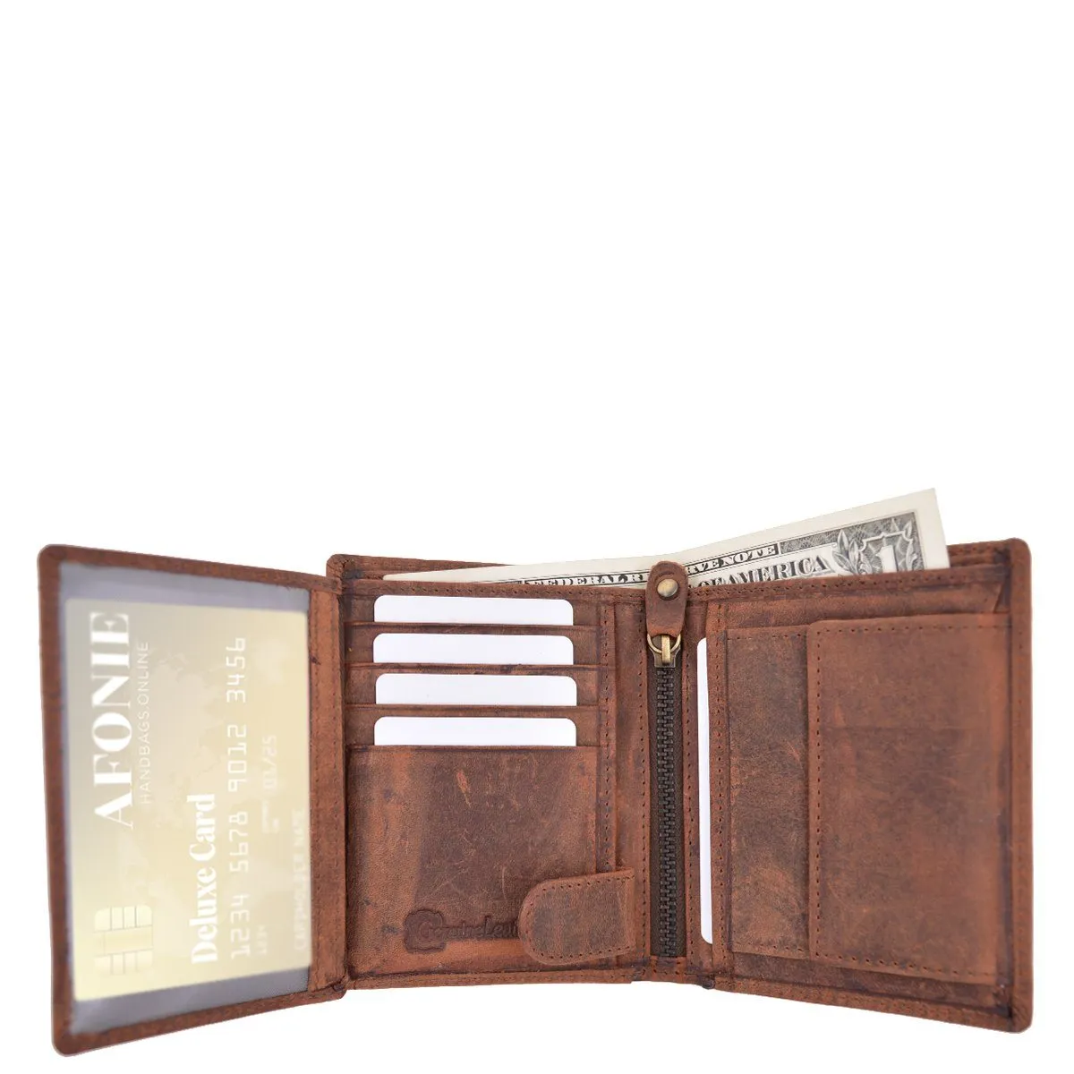 Distressed RFID Blocking European Style Wallet