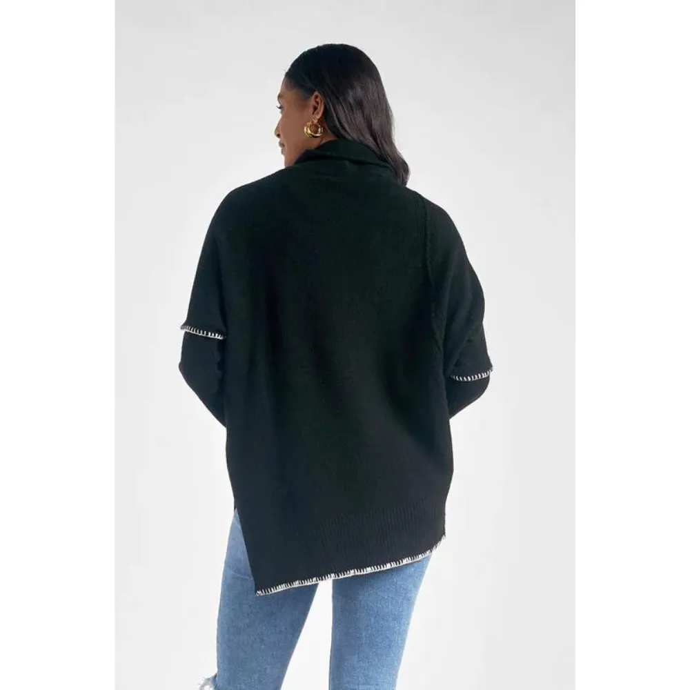 Elan Asymmetric Black Sweater (Women's)