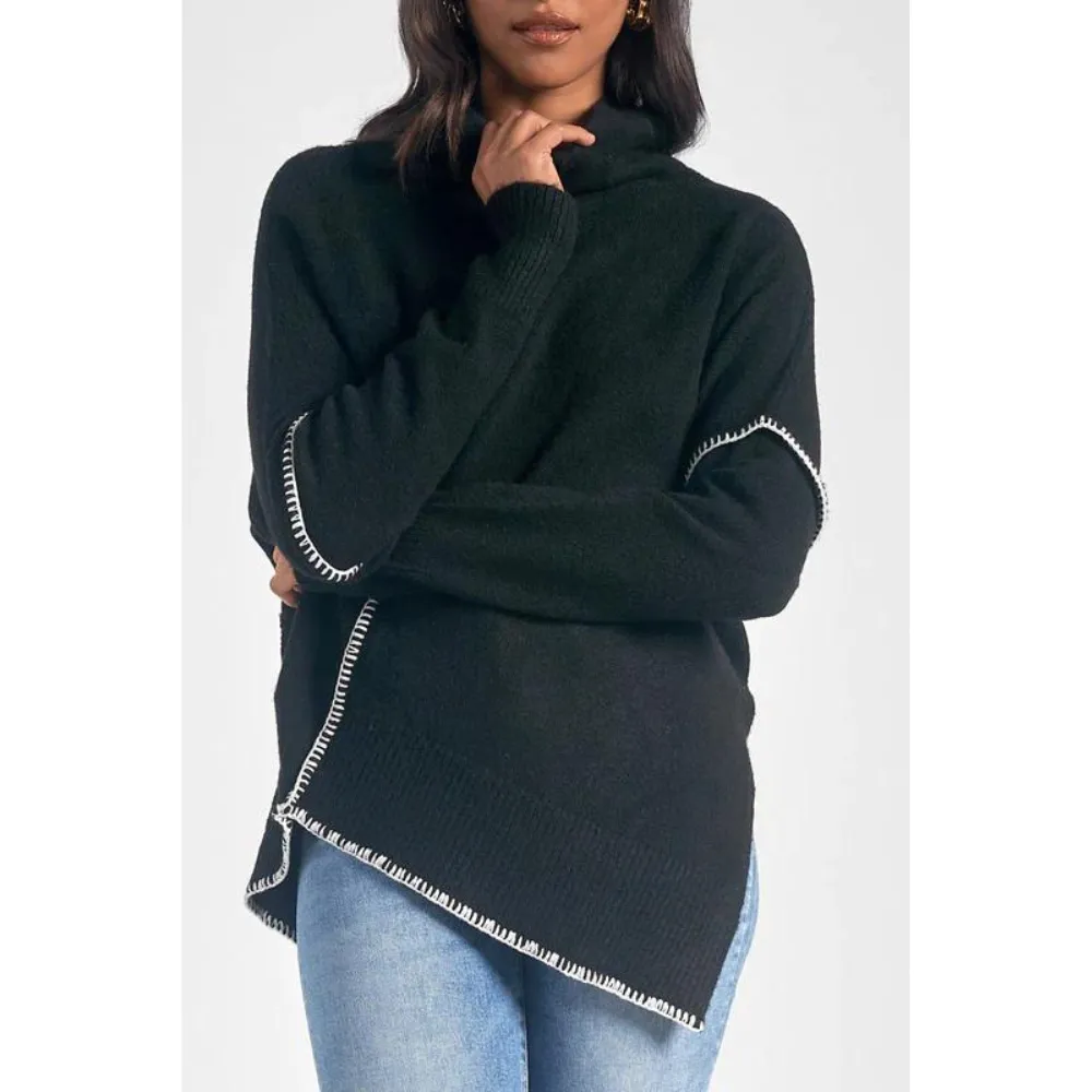 Elan Asymmetric Black Sweater (Women's)