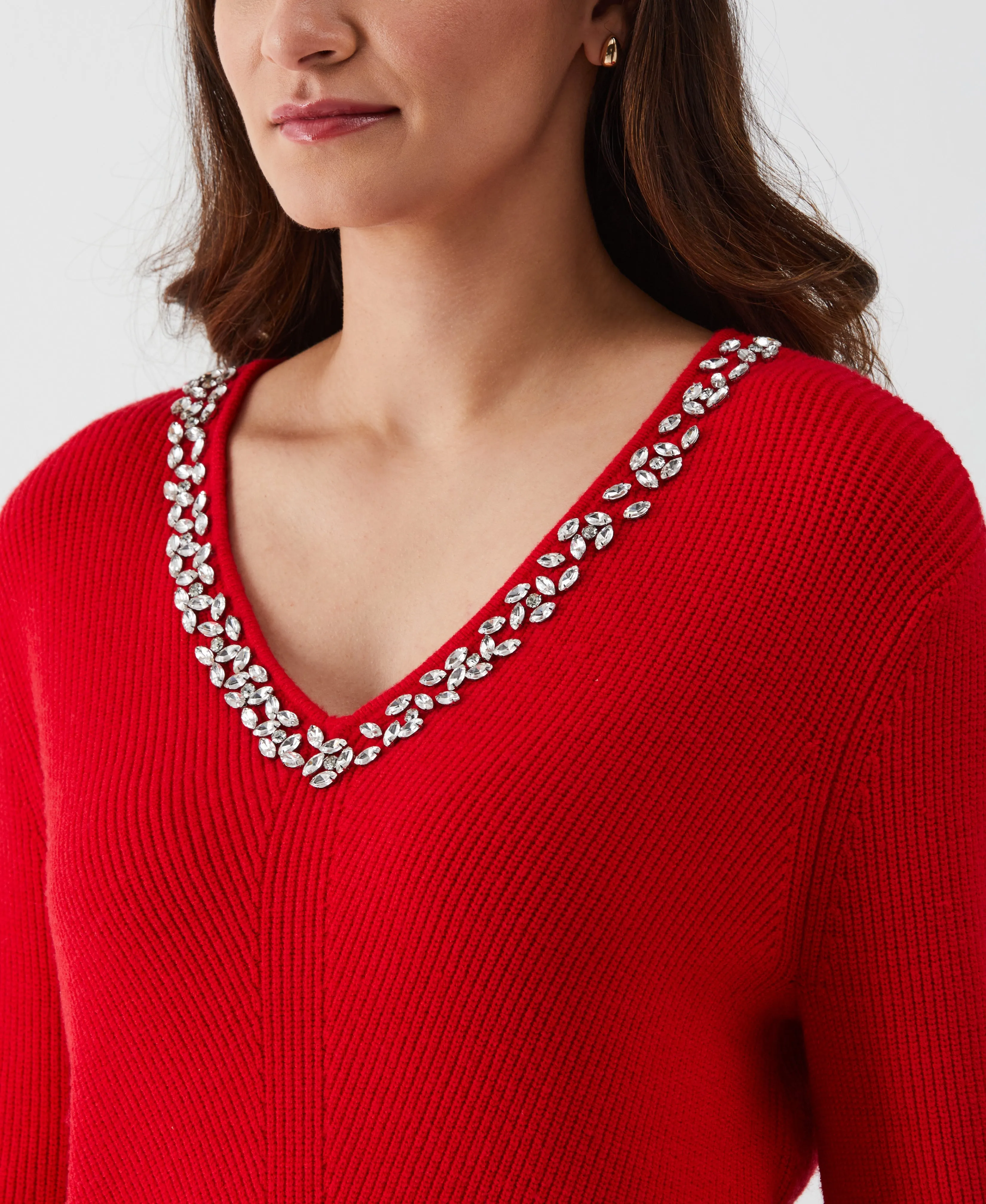 Embellished V-Neck Sweater