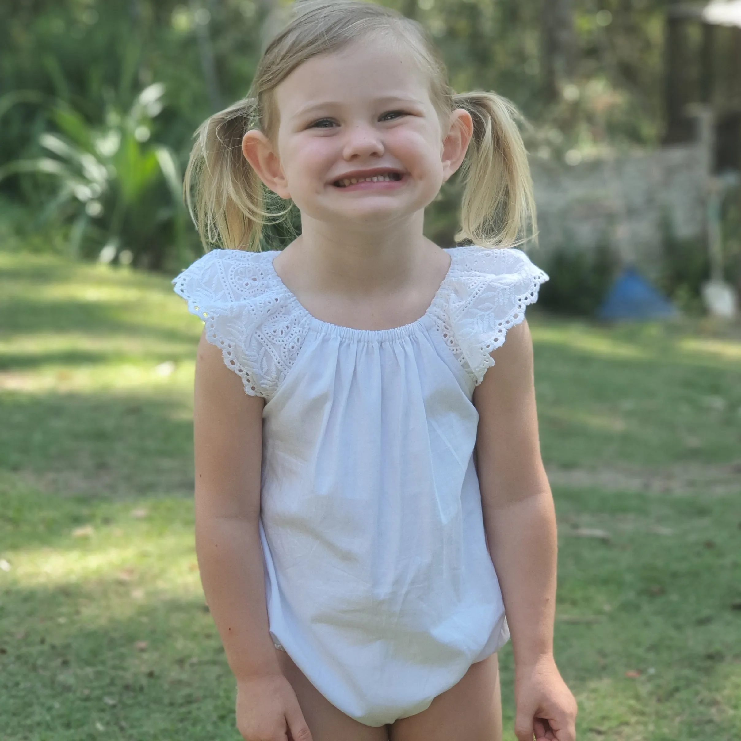 Embroidered Lace Bodysuit - White