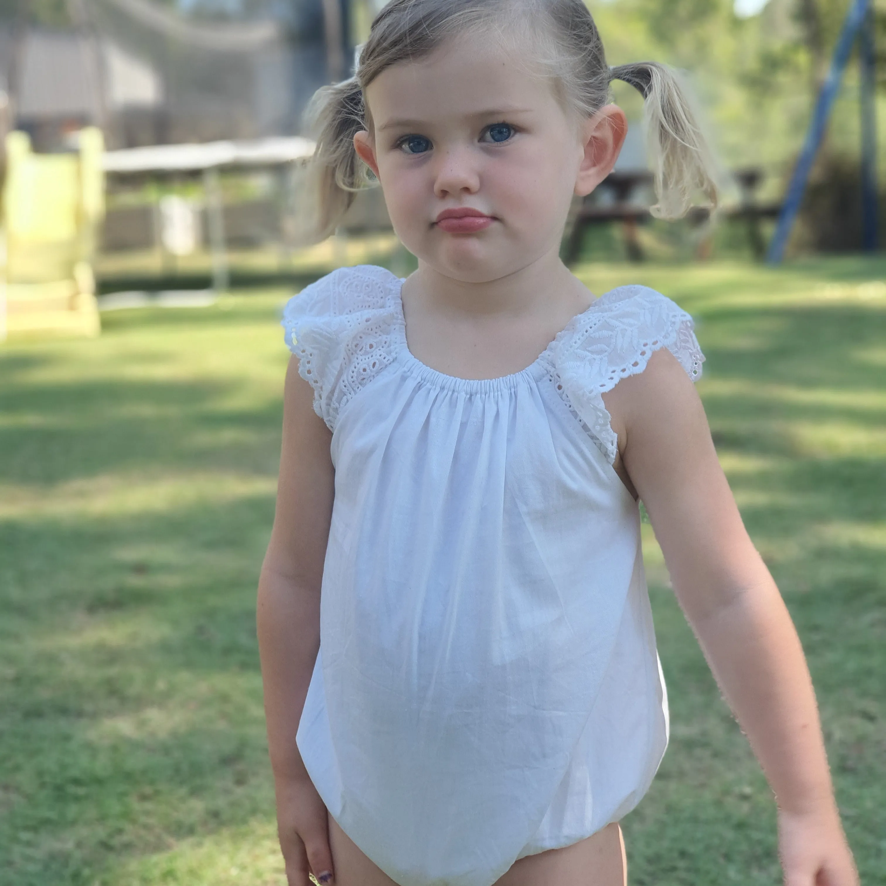 Embroidered Lace Bodysuit - White