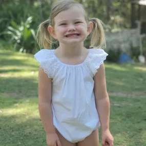 Embroidered Lace Bodysuit - White