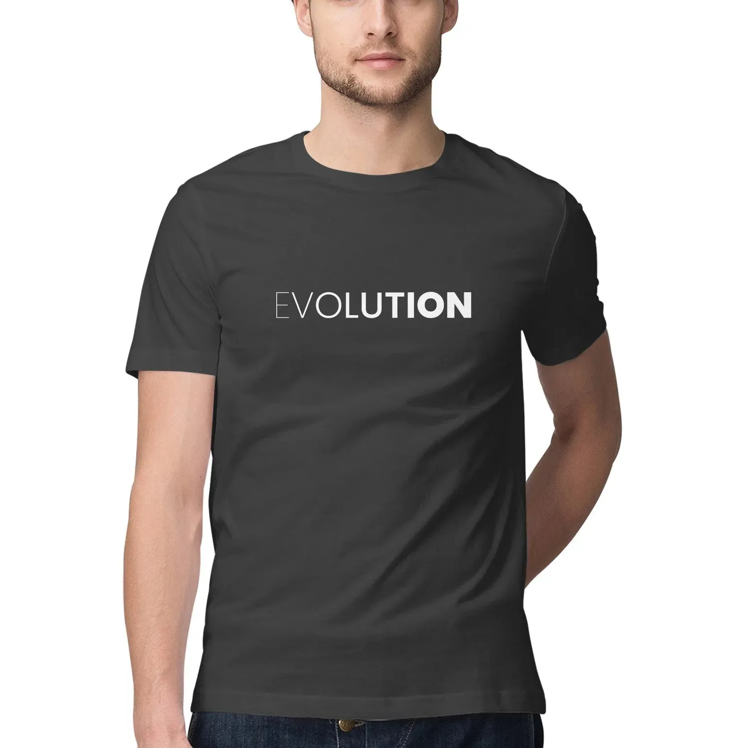 Evolution Typography Print Half Sleeves T-shirt for Men