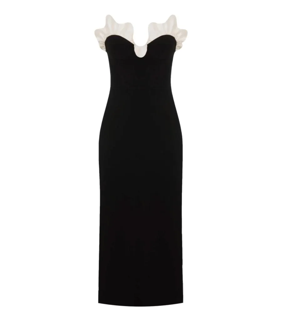 Filiarmi Strapless Dress With Silk Ruffle Neckline. Size 6UK