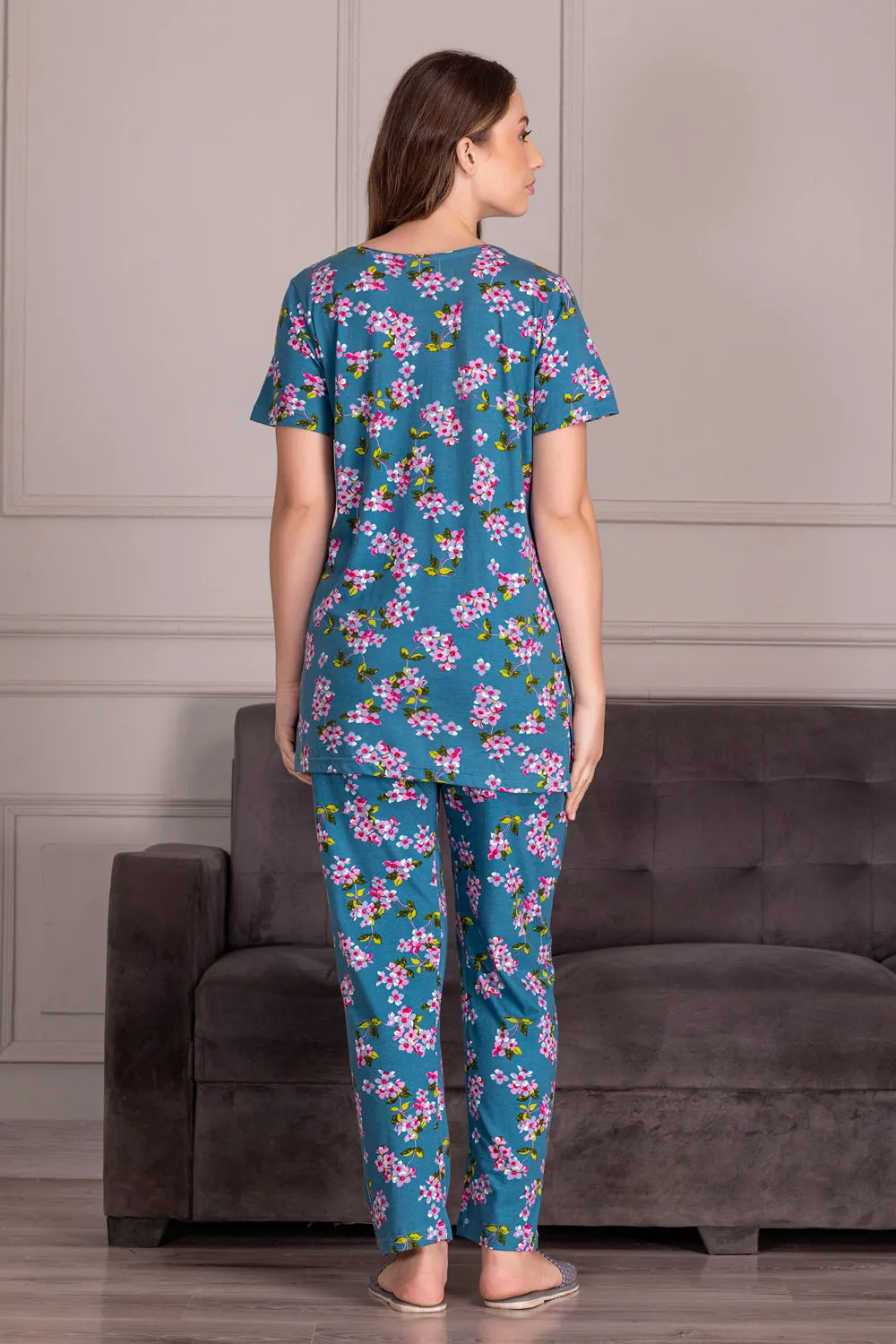 Floral Cotton Pj set with Gathers