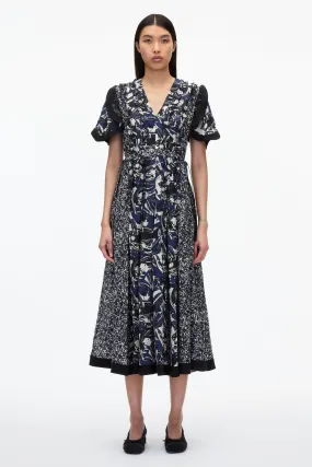 Floral Impressions Midi Dress with Petal Sleeves