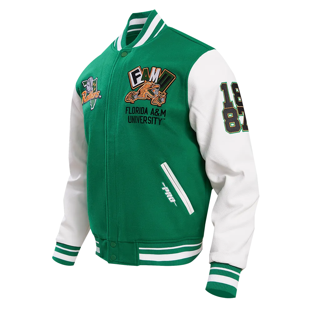 FLORIDA A&M UNIVERSITY HOMECOMING MEN'S WOOL VARSITY JACKET (KELLY GREEN/ WHITE)