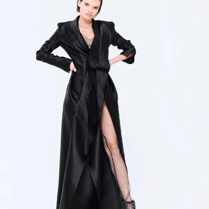 Gasanova Black Long Evening Coat | US 4