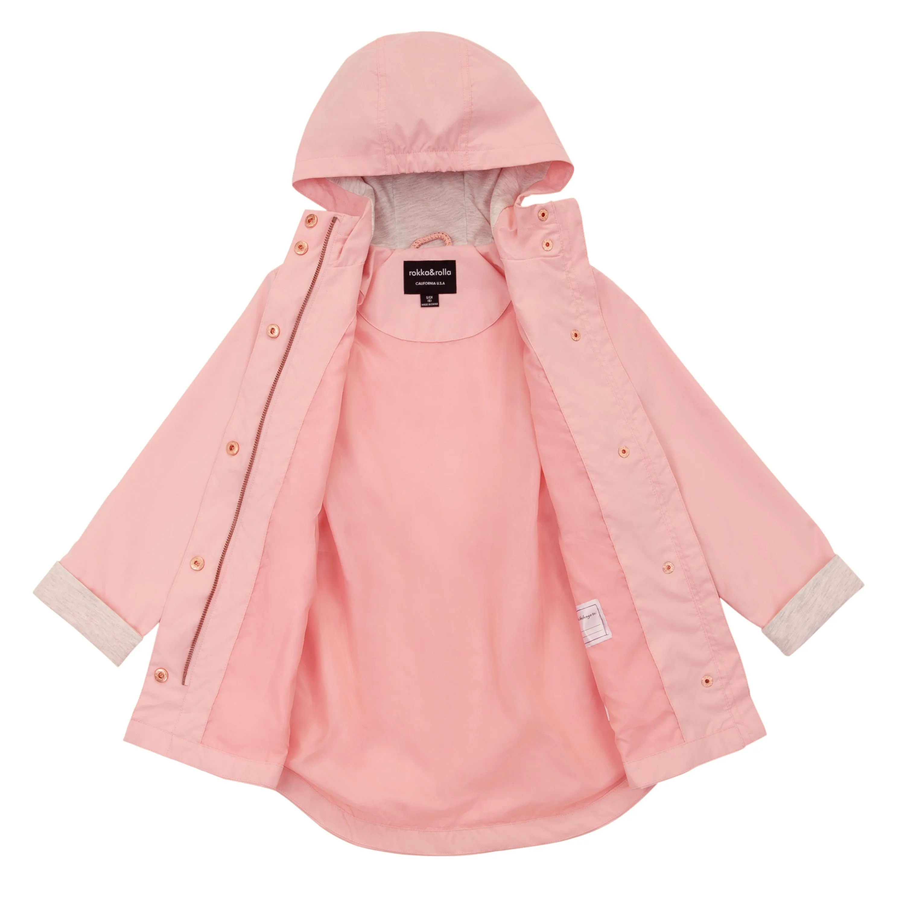 Girls' Casual Hooded Trench Coat Jacket