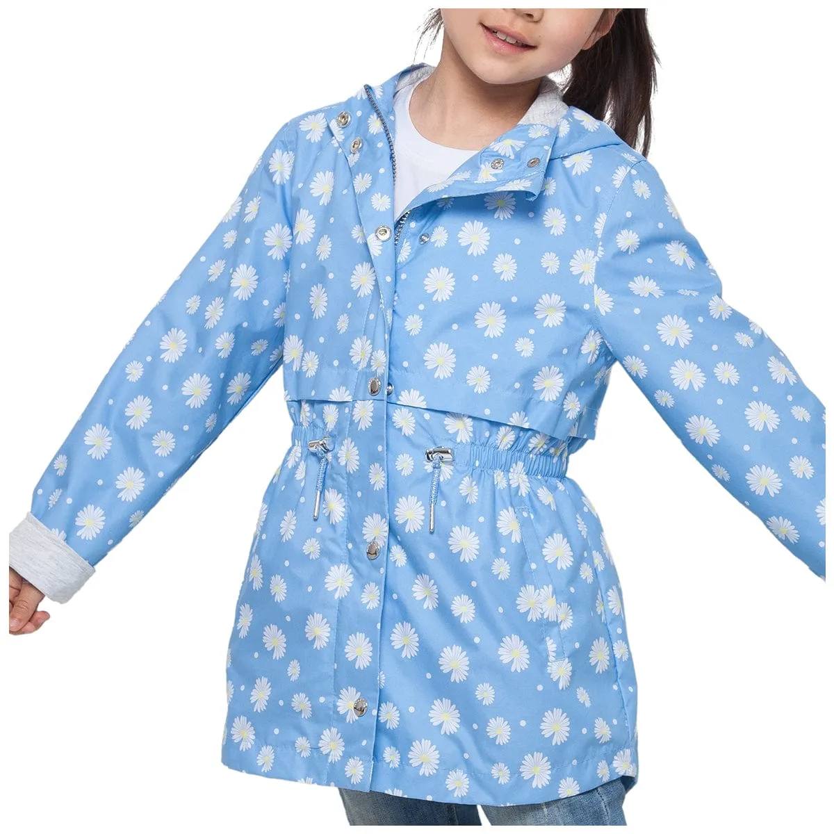 Girls' Casual Hooded Trench Coat Jacket