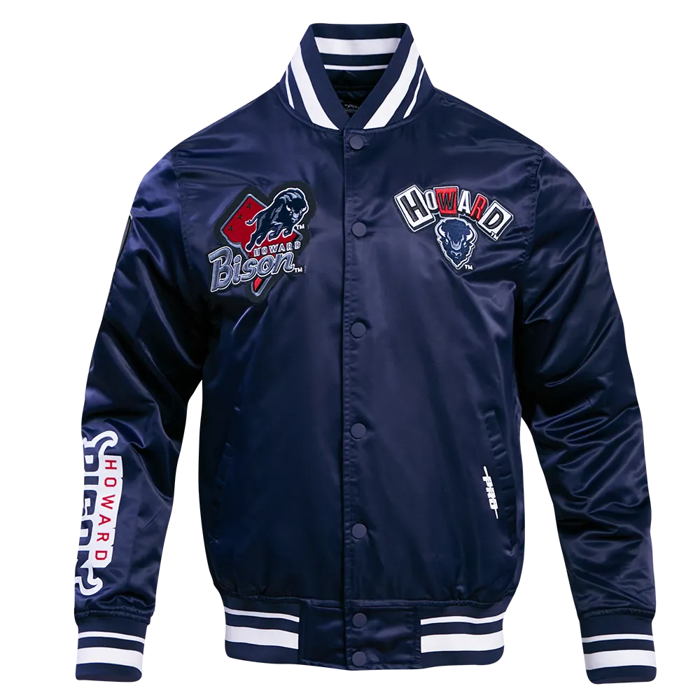 HOWARD UNIVERSITY HOMECOMING MEN'S RIB SATIN JACKET (MIDNIGHT NAVY)