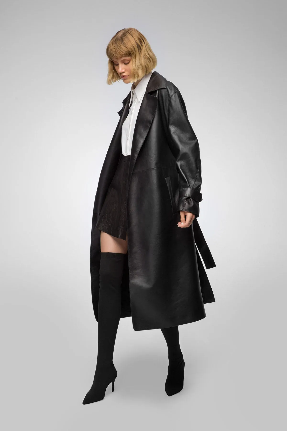 Isabelle - Black Leather Coat