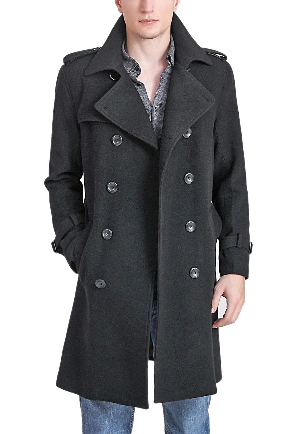 Landing Leathers Men Jake Cashmere Wool Blend Trench Coat