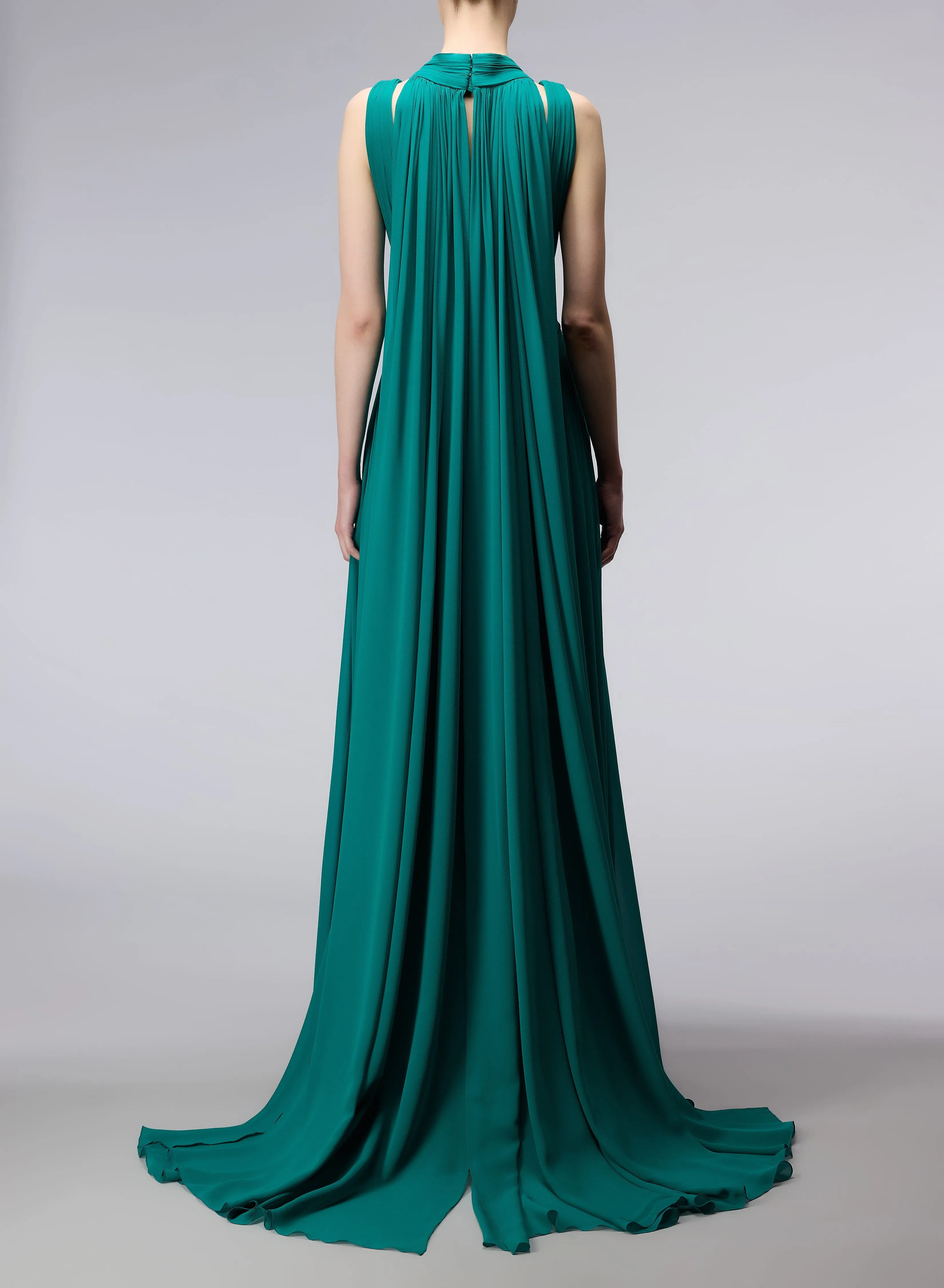 Long Silk V-Neck Dress