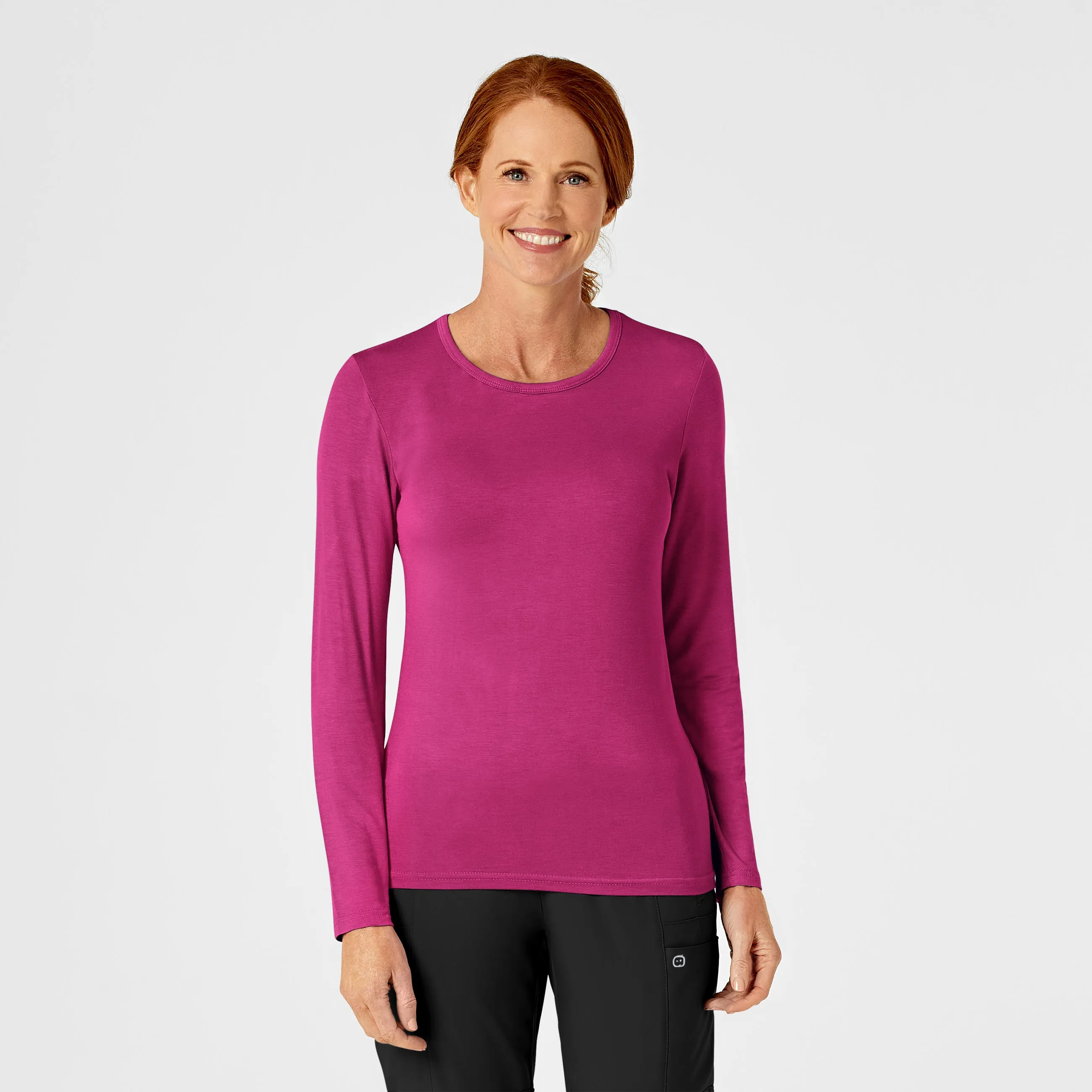 Long Sleeve Silky Tee - Hot Pink