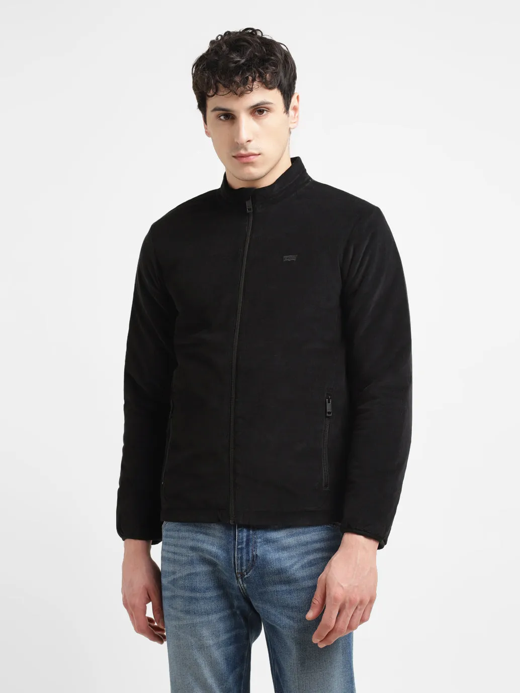 Men's Black Regular Collar  Jacket