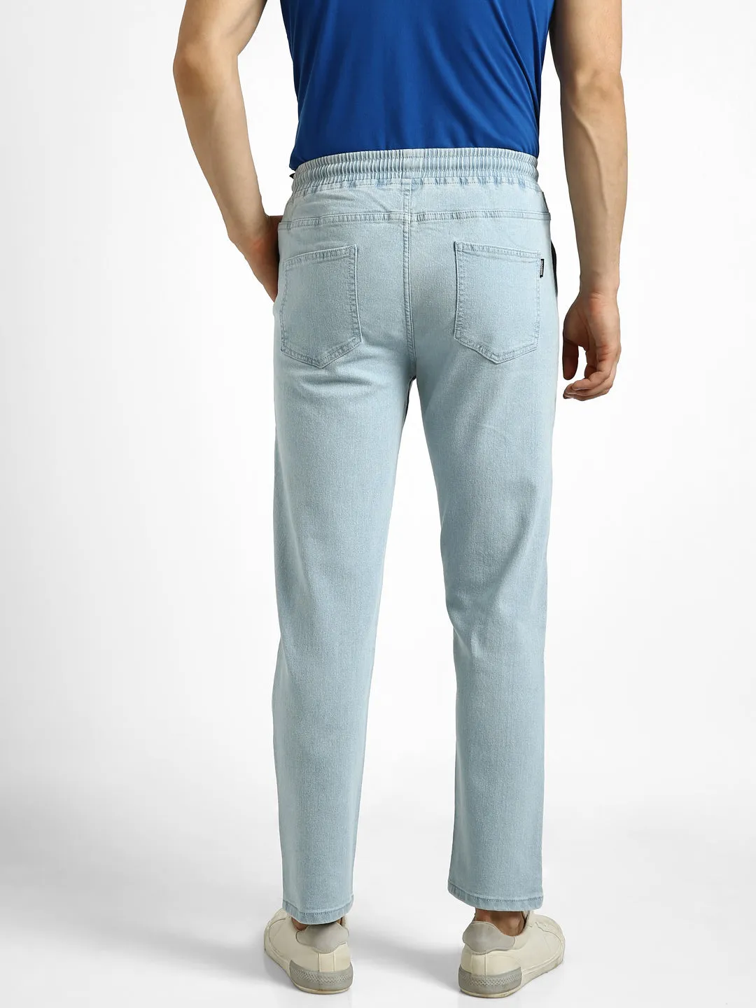 Men's Ice Blue Regular Fit Washed Jogger Jeans Stretchable