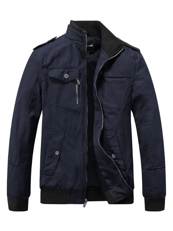 Men's Military Casual Jacket Stand Collar Cotton Jacket