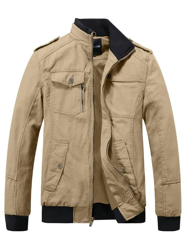 Men's Military Casual Jacket Stand Collar Cotton Jacket