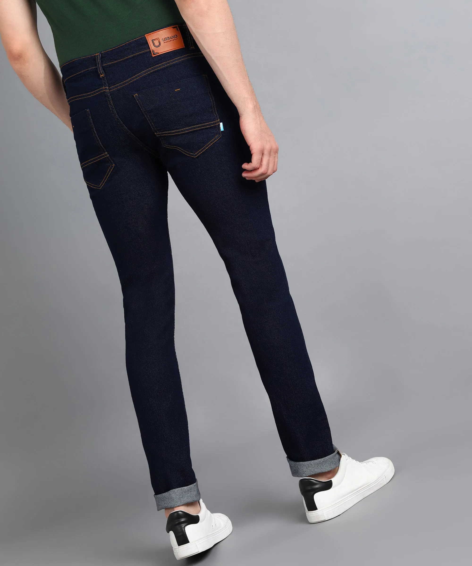 Men's Navy Slim Fit Washed Jeans Stretchable