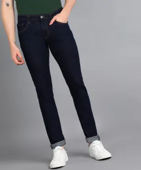 Men's Navy Slim Fit Washed Jeans Stretchable