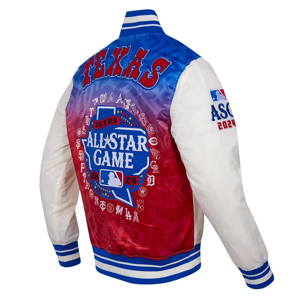 MLB ALL STAR 2024 MEN'S RIB SATIN JACKET (EGGSHELL/ ROYAL BLUE)