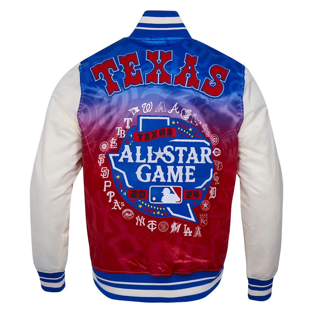 MLB ALL STAR 2024 MEN'S RIB SATIN JACKET (EGGSHELL/ ROYAL BLUE)