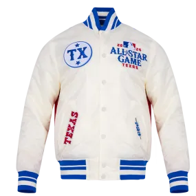 MLB ALL STAR 2024 MEN'S RIB SATIN JACKET (EGGSHELL/ ROYAL BLUE)