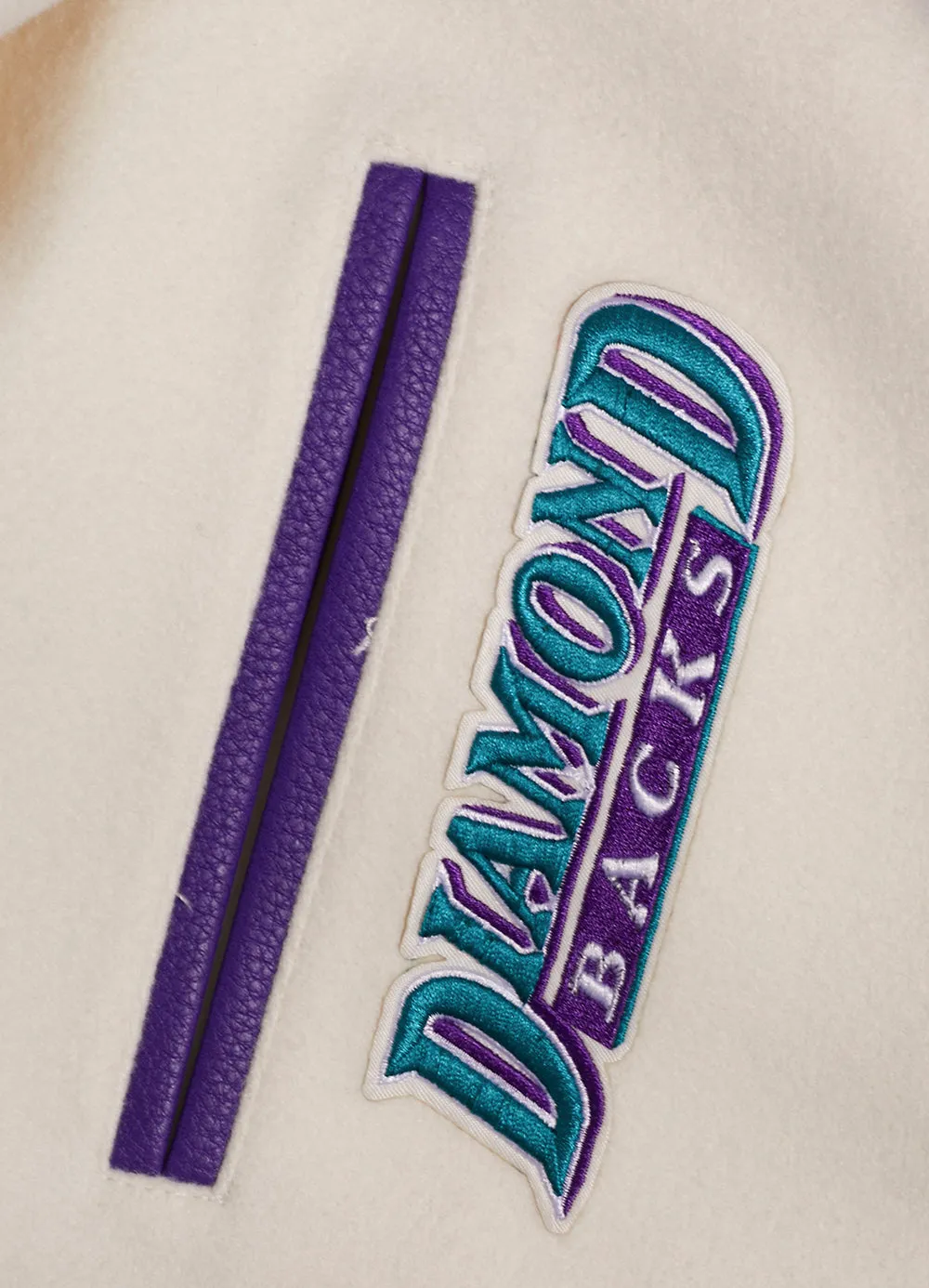 MLB ARIZONA DIAMONDBACKS RETRO CLASSIC WOMEN'S RIB WOOL VARSITY JACKET (EGGSHELL/ PURPLE)