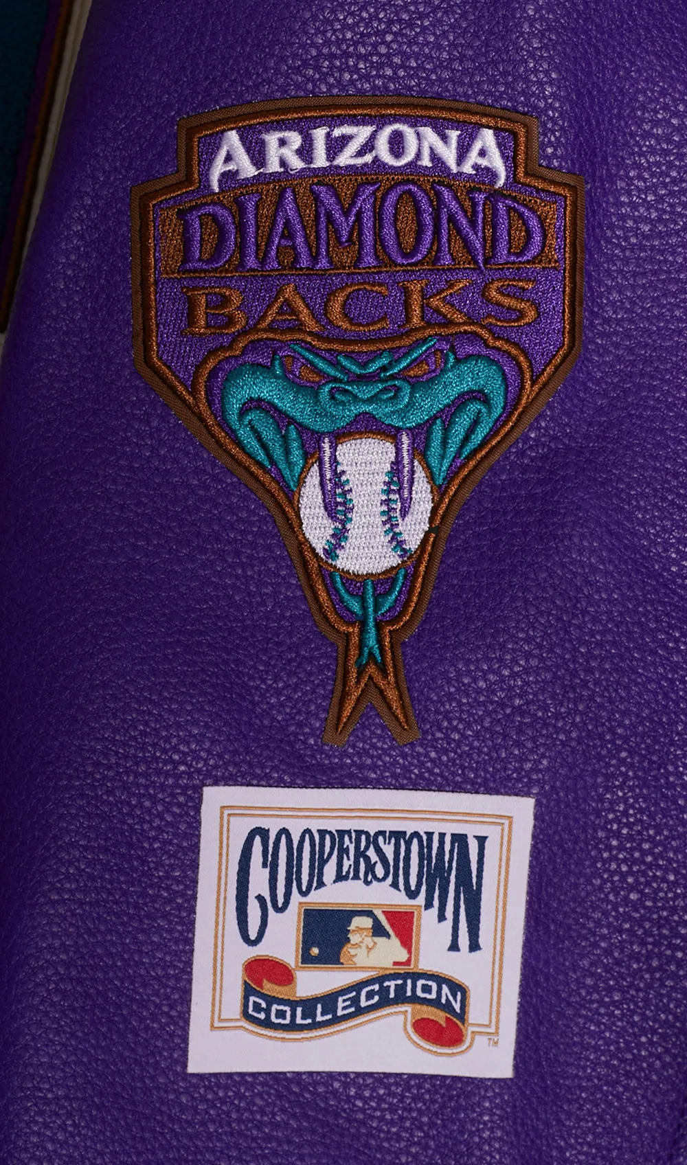 MLB ARIZONA DIAMONDBACKS RETRO CLASSIC WOMEN'S RIB WOOL VARSITY JACKET (EGGSHELL/ PURPLE)