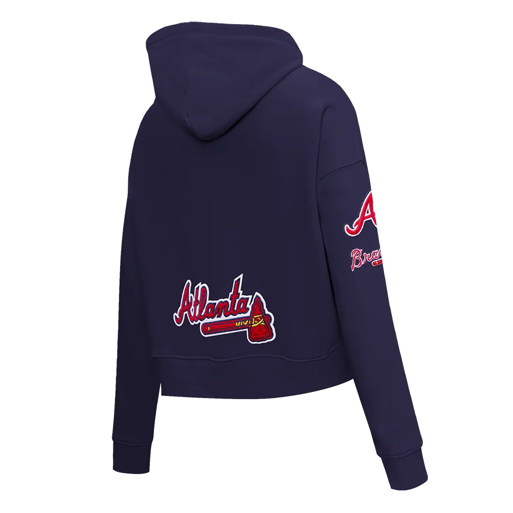 MLB ATLANTA BRAVES CLASSIC WOMEN'S CROPPED PO HOODIE (MIDNIGHT NAVY)