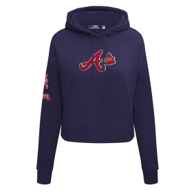 MLB ATLANTA BRAVES CLASSIC WOMEN'S CROPPED PO HOODIE (MIDNIGHT NAVY)