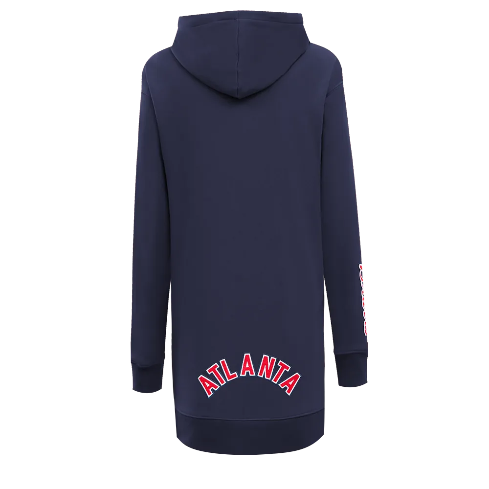 MLB ATLANTA BRAVES CLASSIC WOMEN'S HOODIE DRESS (MIDNIGHT NAVY)