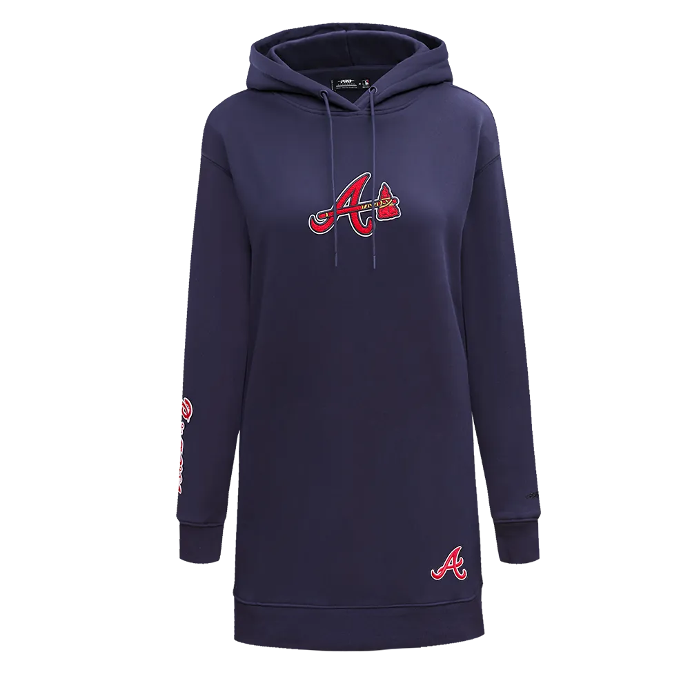 MLB ATLANTA BRAVES CLASSIC WOMEN'S HOODIE DRESS (MIDNIGHT NAVY)