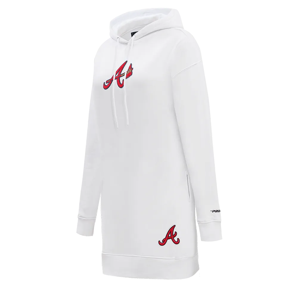 MLB ATLANTA BRAVES CLASSIC WOMEN'S HOODIE DRESS (WHITE)