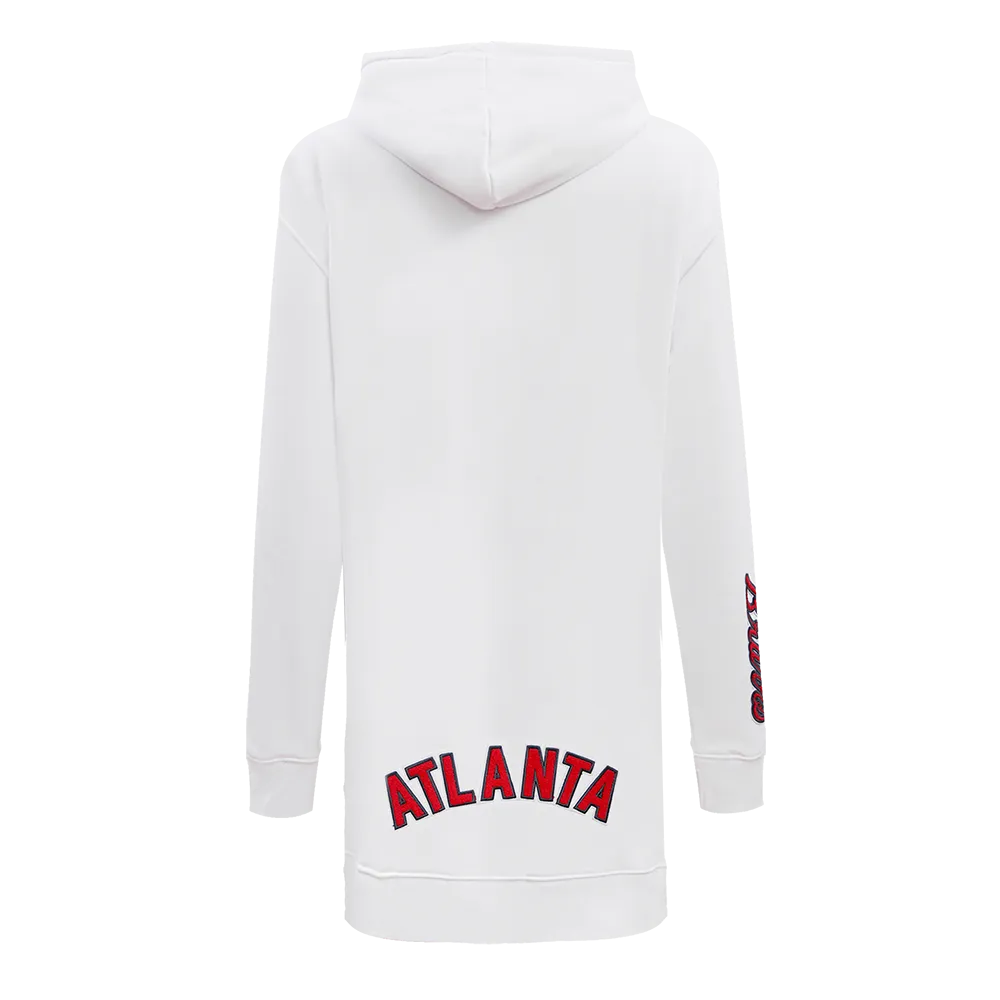 MLB ATLANTA BRAVES CLASSIC WOMEN'S HOODIE DRESS (WHITE)