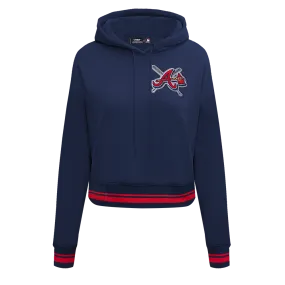 MLB ATLANTA BRAVES MASHUP WOMEN'S RIB CROPPED PO HOODIE (MIDNIGHT NAVY/RED/MIDNIGHT NAVY)