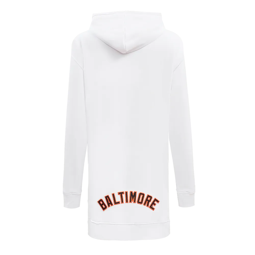 MLB BALTIMORE ORIOLES CLASSIC WOMEN'S FLC HOODIE DRESS (WHITE)