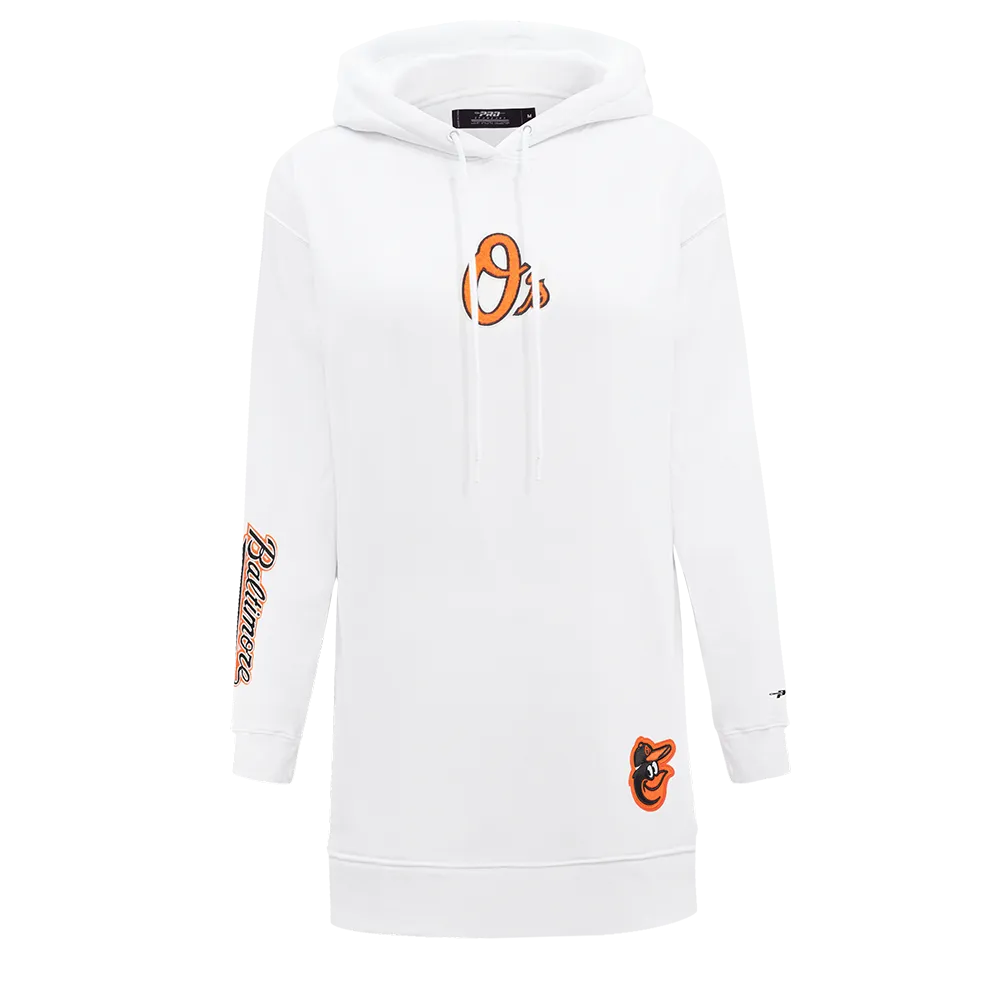 MLB BALTIMORE ORIOLES CLASSIC WOMEN'S FLC HOODIE DRESS (WHITE)