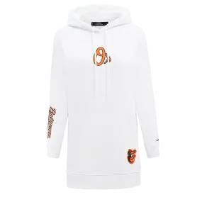 MLB BALTIMORE ORIOLES CLASSIC WOMEN'S FLC HOODIE DRESS (WHITE)