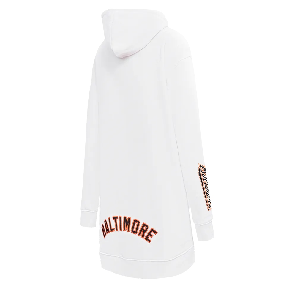 MLB BALTIMORE ORIOLES CLASSIC WOMEN'S FLC HOODIE DRESS (WHITE)