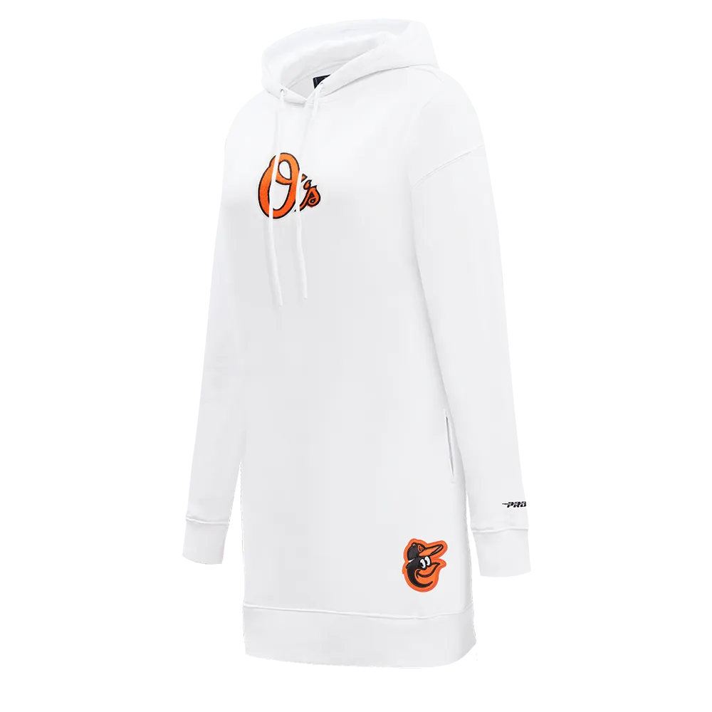 MLB BALTIMORE ORIOLES CLASSIC WOMEN'S FLC HOODIE DRESS (WHITE)