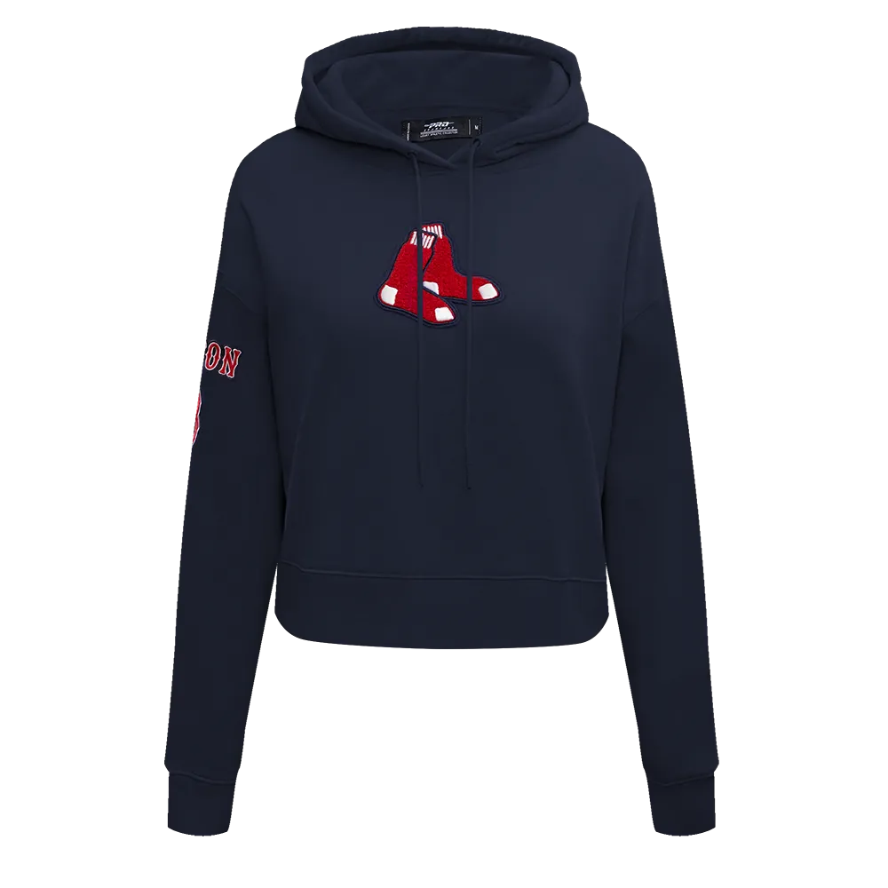 MLB BOSTON RED SOX CLASSIC WOMEN'S CROPPED PO HOODIE (MIDNIGHT NAVY)