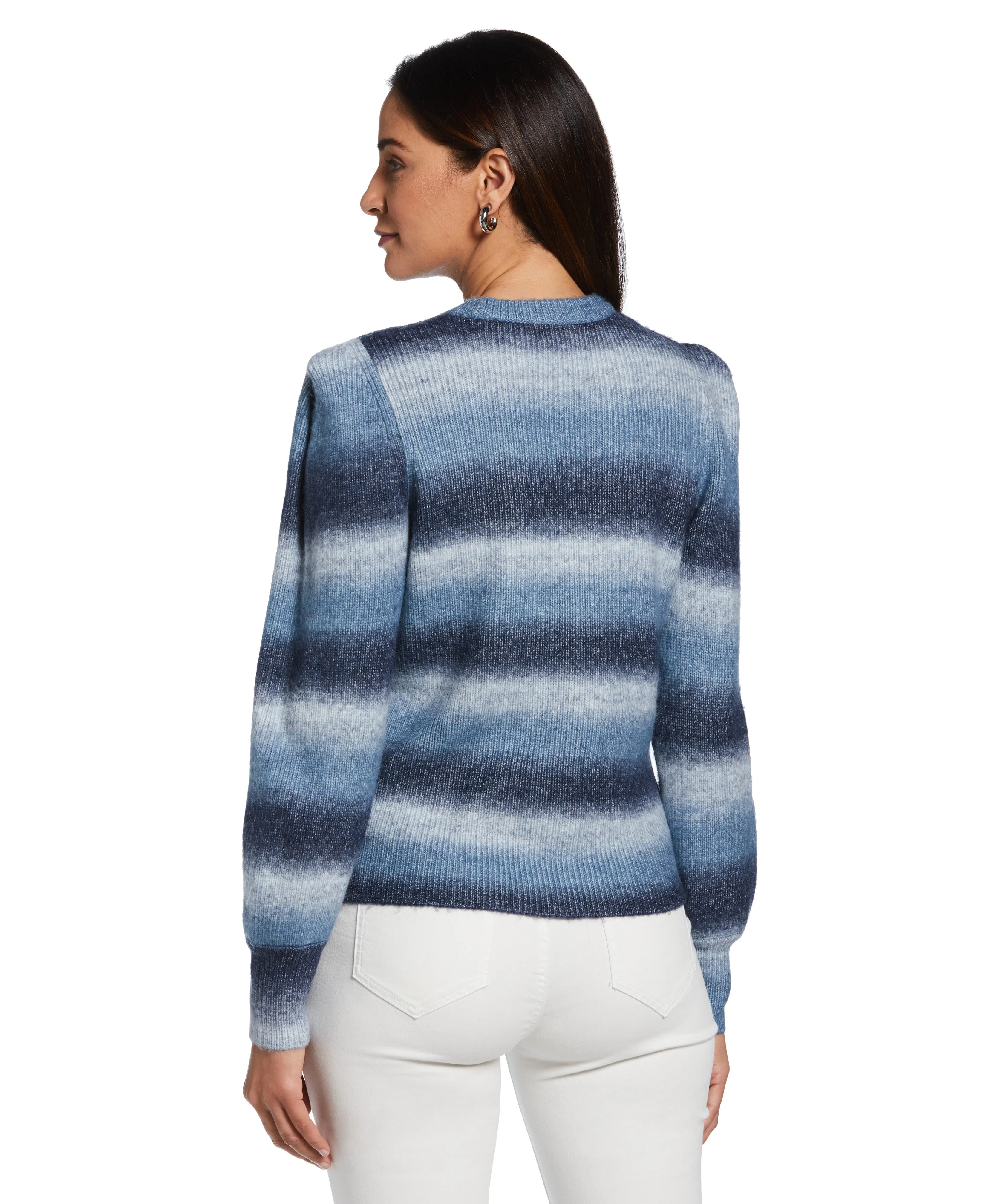 Petite Ombre Stripe Puff Sleeve Sweater