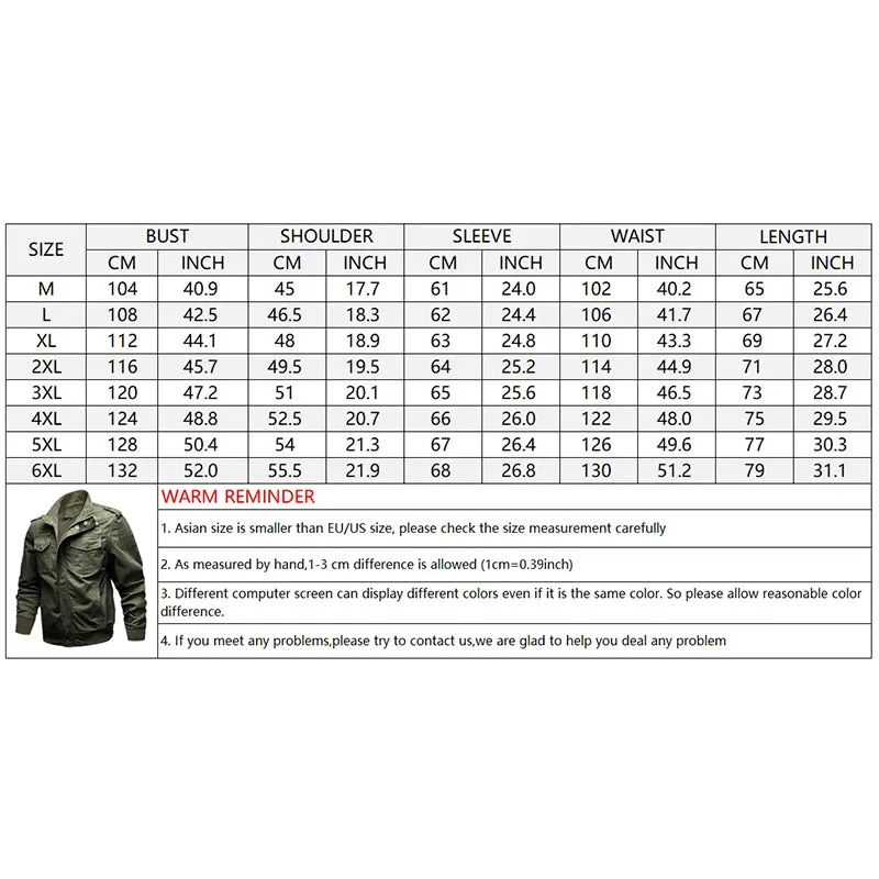 Plus Size Stand Collar Military Men's Jacket