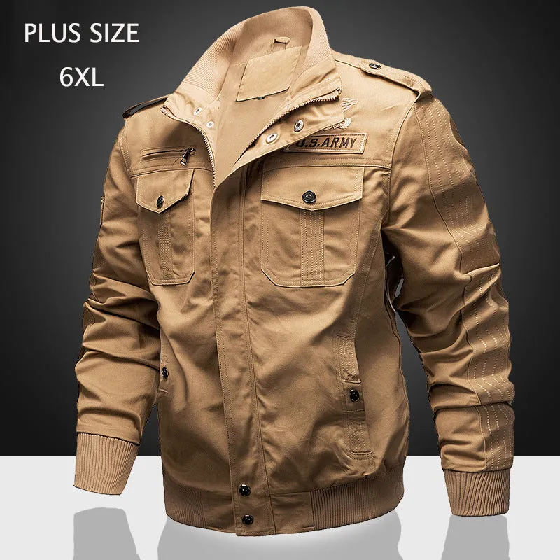 Plus Size Stand Collar Military Men's Jacket