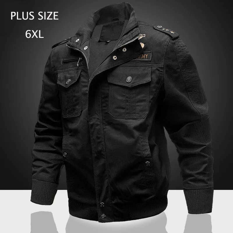 Plus Size Stand Collar Military Men's Jacket